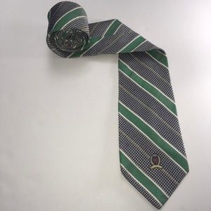 Tommy Hilfiger Gray and Green Necktie 100% Silk